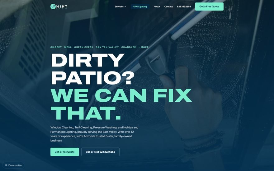 MiNT Powerwash website homepage