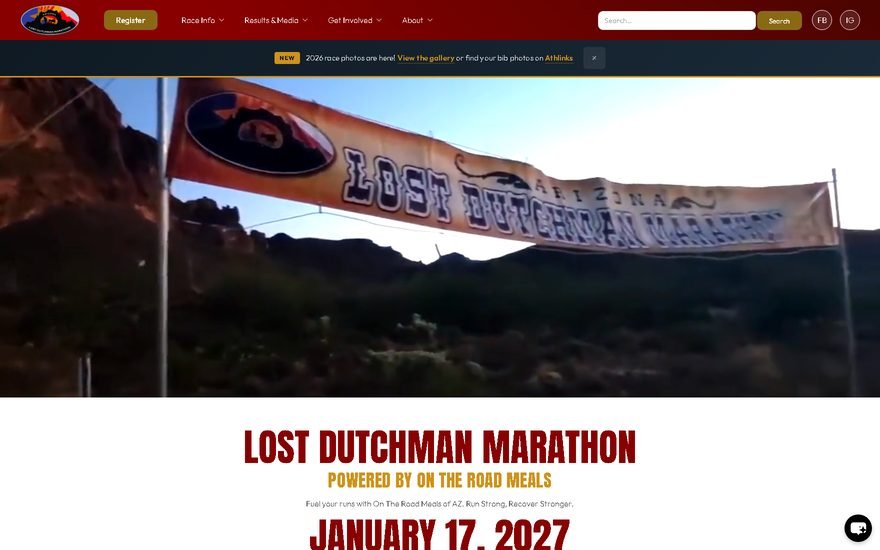 Lost Dutchman Marathon website homepage